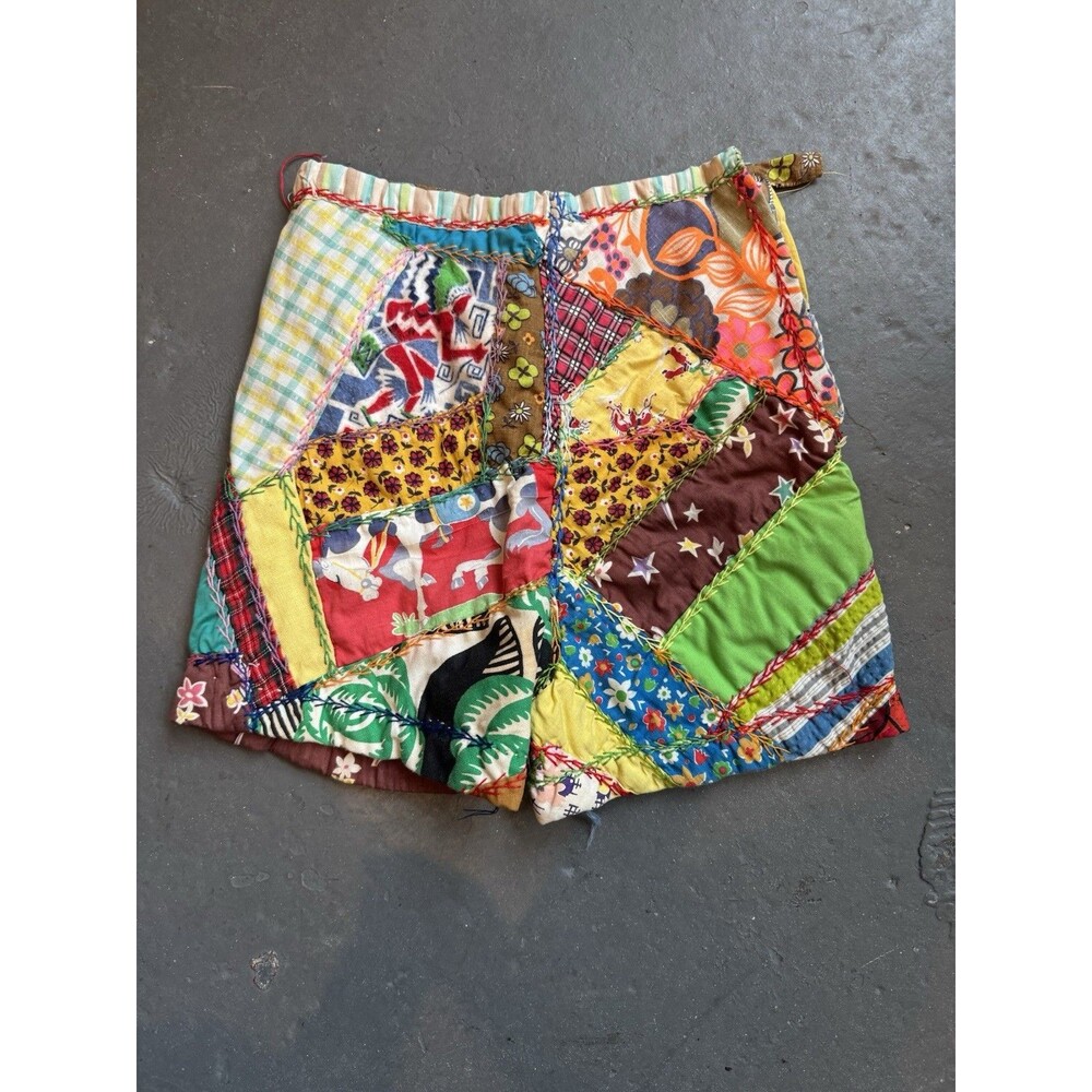 Vintage 60s Kids Side Zip Patchwork Shorts 4